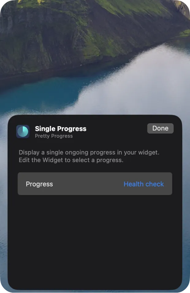 Mac desktop screenshot showing how to edit a countdown widget