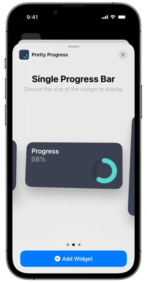 An iPhone showing the screen to select which size of widget to use on the Home Screen