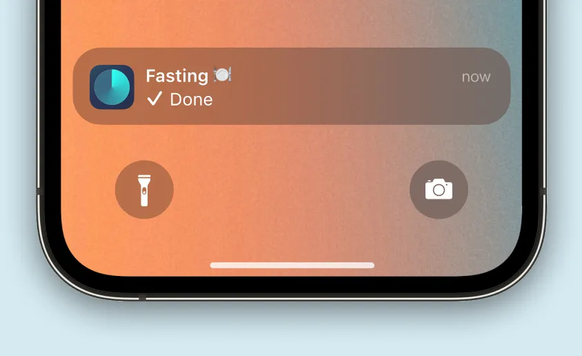 Detail of Pretty Progress app showing a notification for fasting countdown