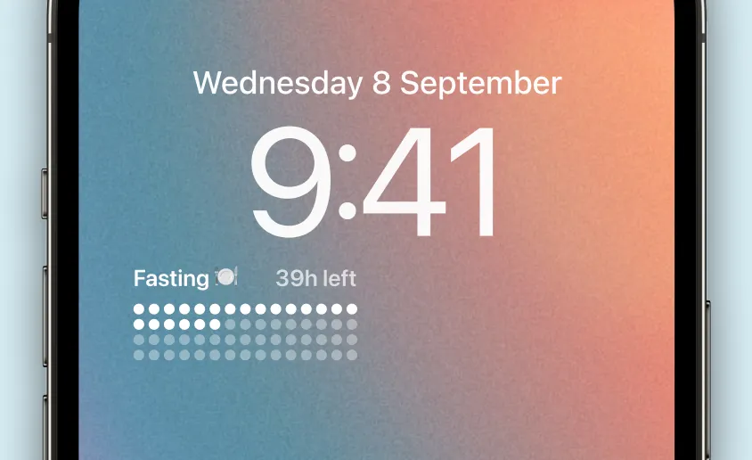 Detail of Pretty Progress app showing a fasting countdown widget on it Lock Screen