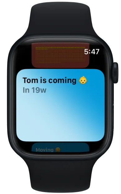 Apple Watch showing a list of countdowns made with Pretty Progress