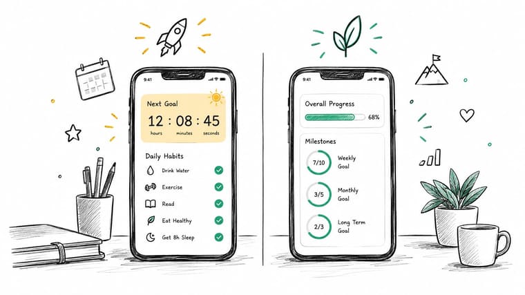 Screenshot from https://prettyprogress.app/screenshots/sign-vs-goal-widget-setup.png