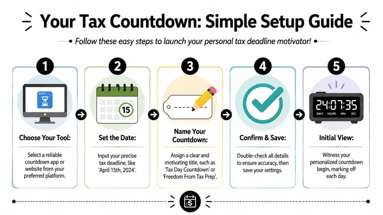 A five-step guide on how to set up a personalized tax deadline countdown timer.