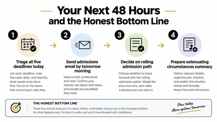 A four-step guide for managing late application deadlines to help students regain control and reduce uncertainty.