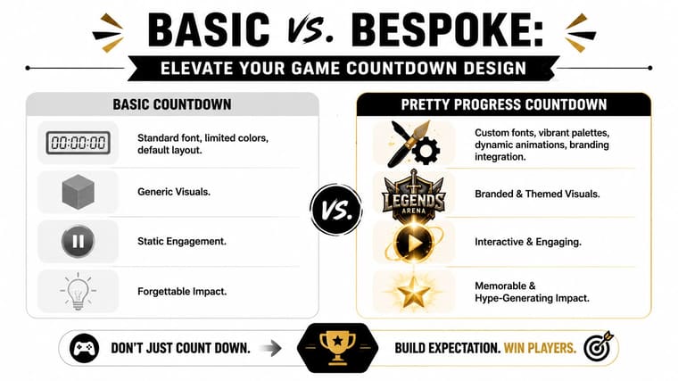 A comparison chart showing the benefits of using a bespoke countdown design over a basic one.