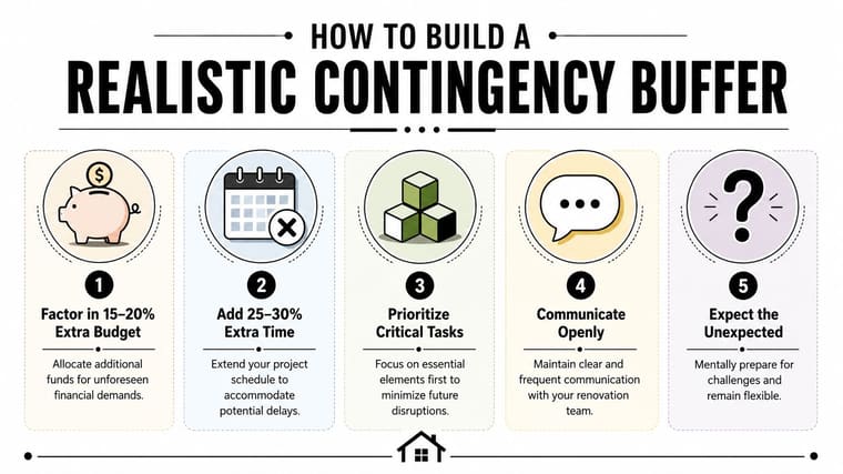 A five-step guide on how to build a realistic contingency buffer for home renovation projects.