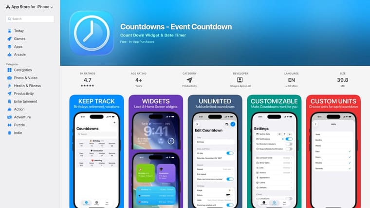 Countdowns – Event Countdown (App Store)