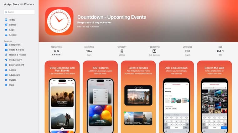 Countdown, Upcoming Events by FiscalMetric LLC