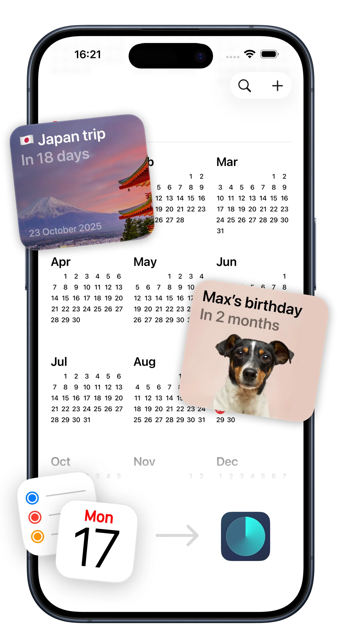 Turn your existing plans into beautiful countdowns. — iPhone