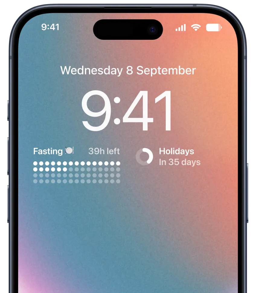 An iPhone showing countdown widgets on its Lock Screen