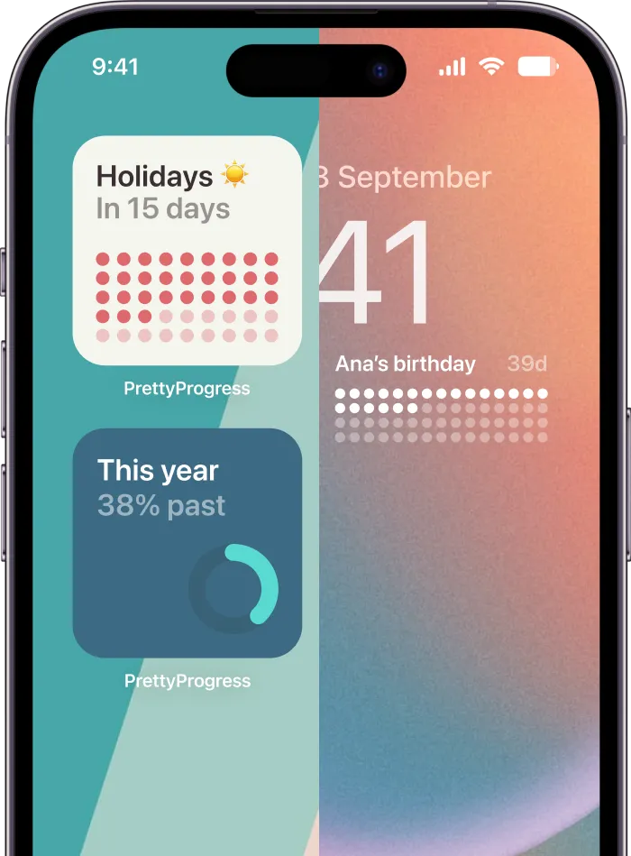 An iPhone showing holidays countdown widgets in its Lock Screen and Home Screen