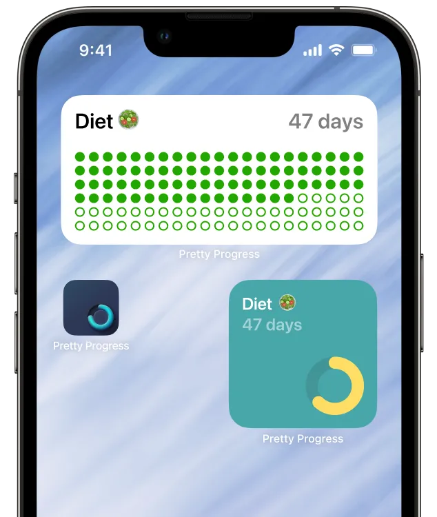 An iPhone showing a diet countdown widget on its Home Screen