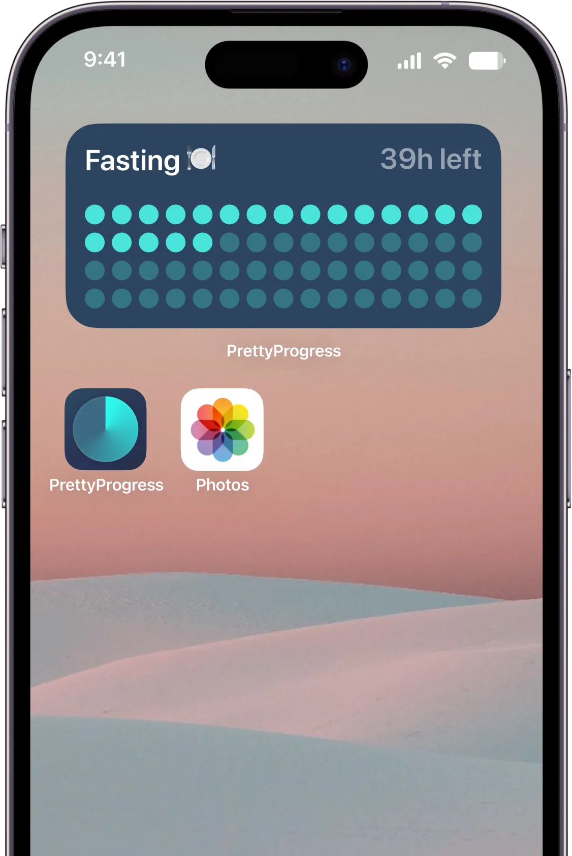 iPhone showing a fasting countdown widget on its HOme Screen