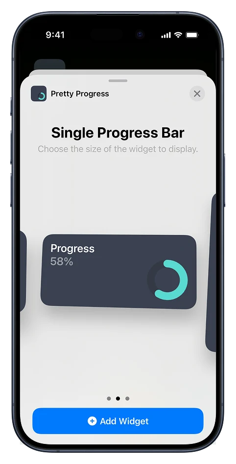 An iPhone showing the screen to select which size of widget to use on the Home Screen