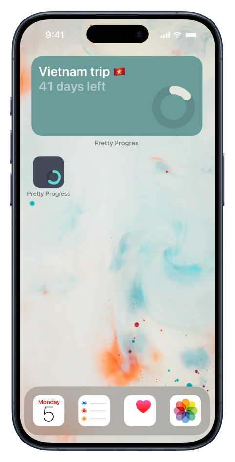 An Iphone showing a countdown widget on its HomeScreen