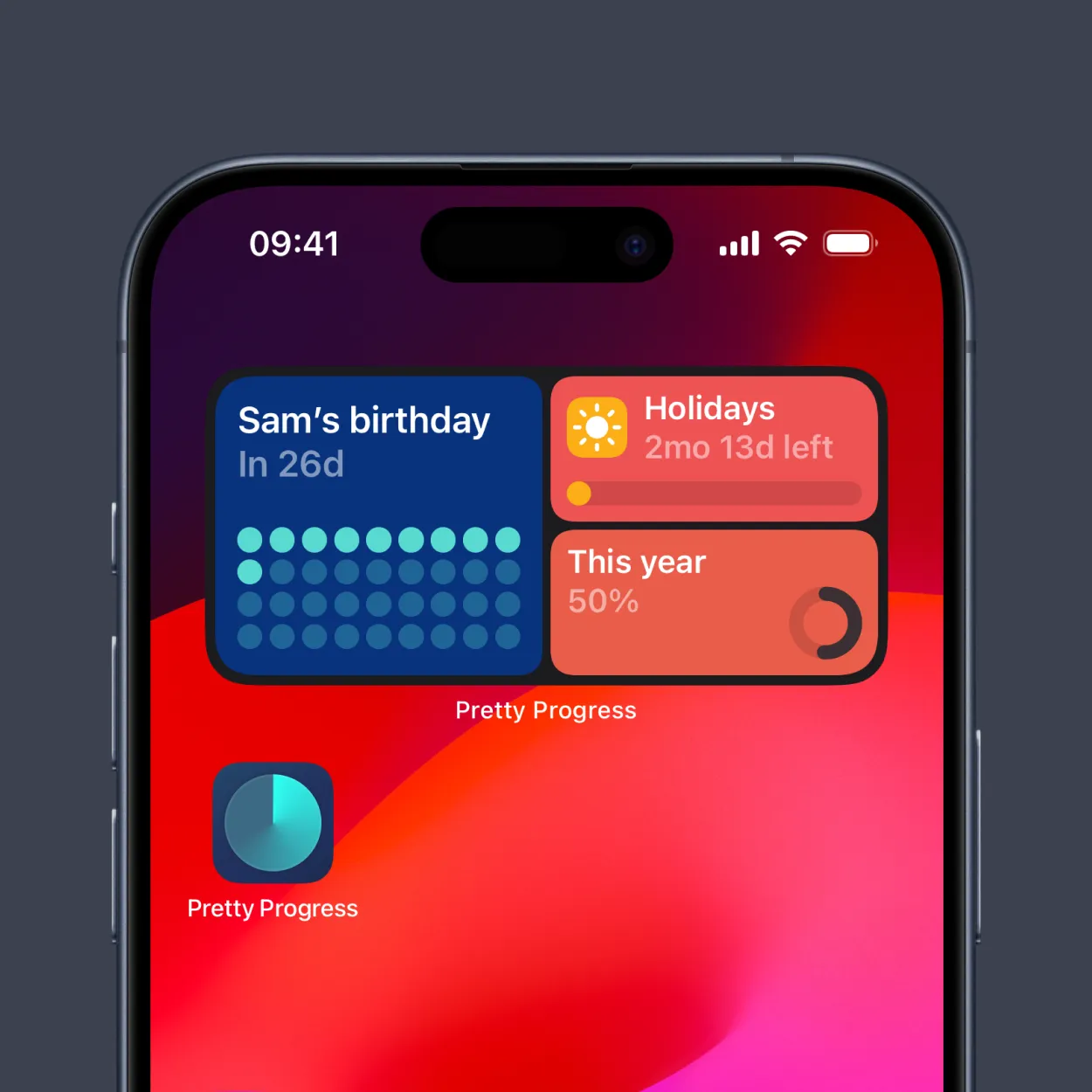 An iPhone showing countdown widgets on its Home Screen