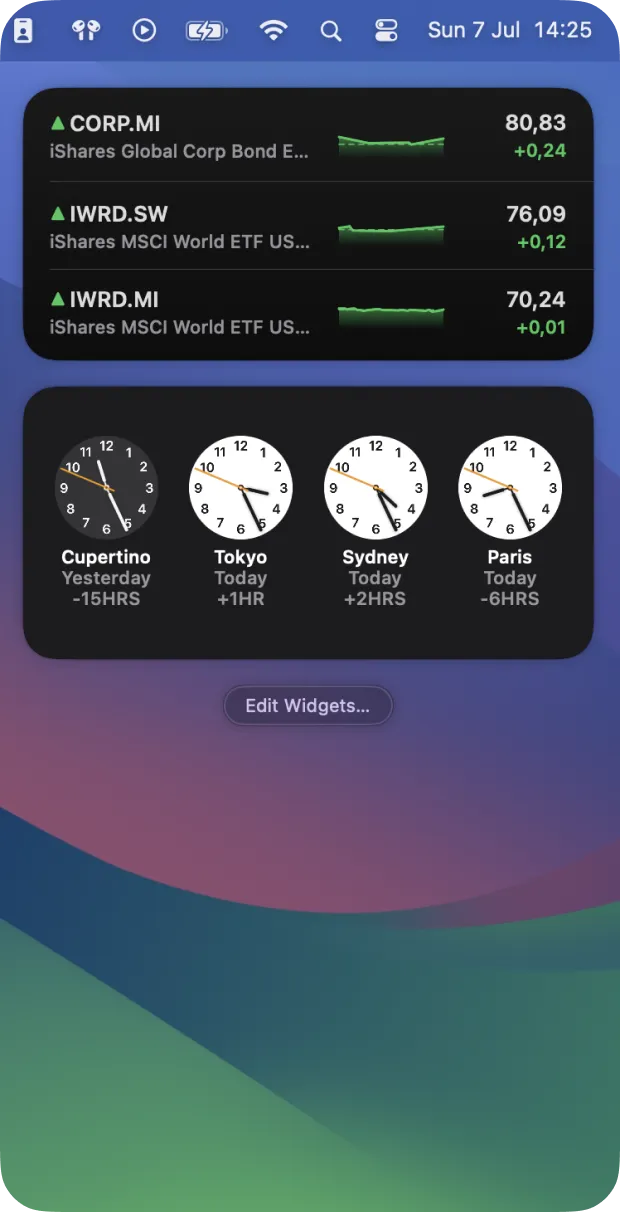 How to add a countdown widget on a Mac step 1, editing the Notification Center