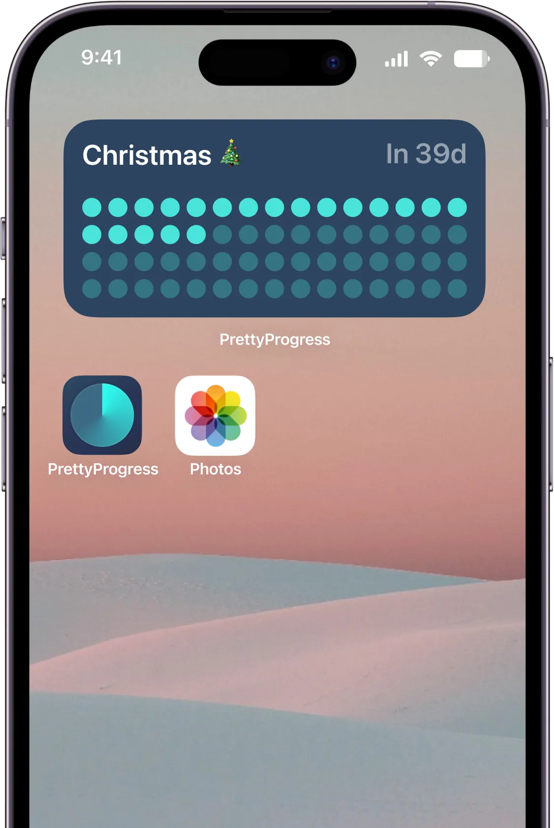 iPhone showing a Christmas countdown widget on its Home Screen