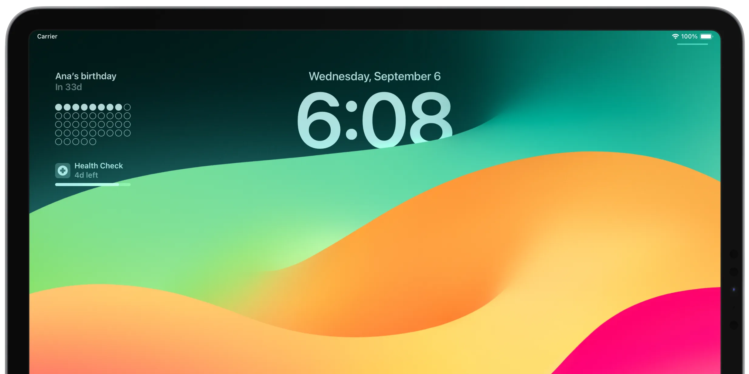 iPad showing Countdown widgets on its Lock Screen