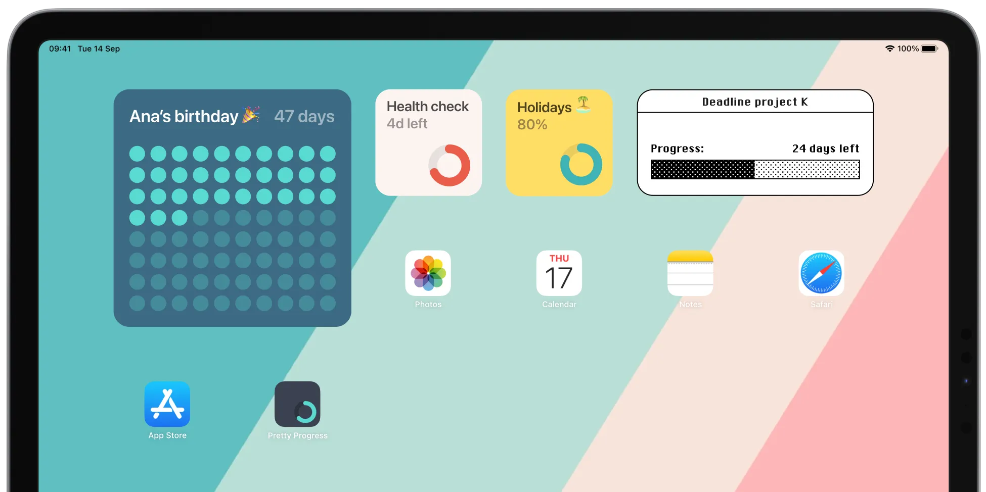 iPad showing countdown widgets in its Home Screen