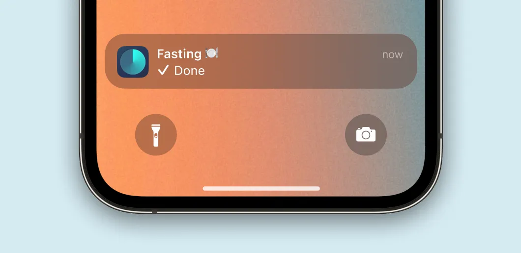 Detail of Pretty Progress app showing a notification for fasting countdown