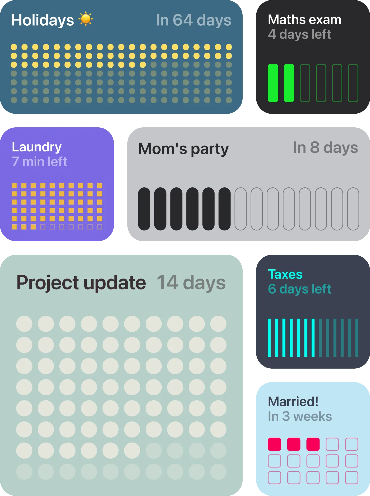 Composition of different widgets with The Pattern design