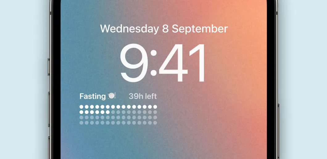Detail of Pretty Progress app showing a fasting countdown widget on it Lock Screen