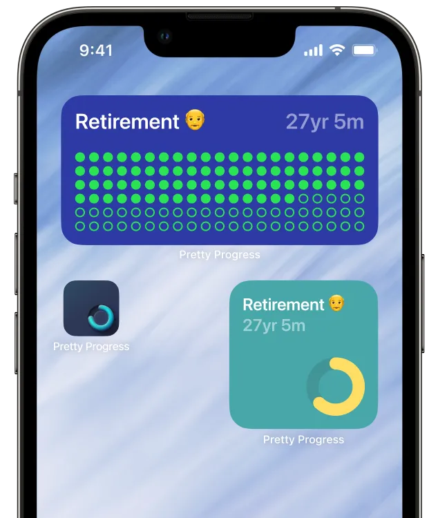 An iPhone showing a retirement countdown widget on its Home Screen