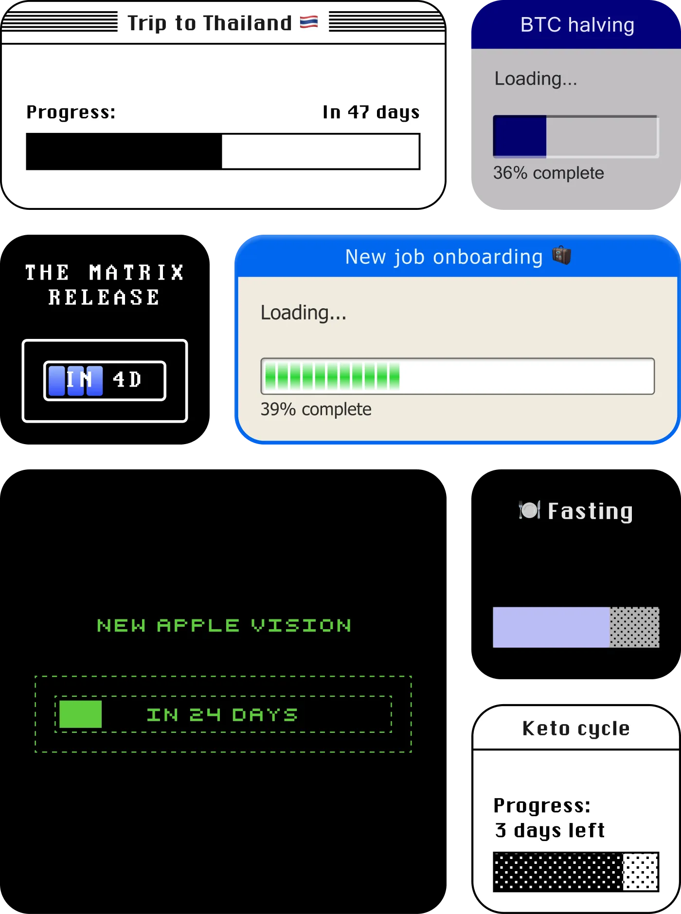 Composition of different widgets with Clasicc OS design