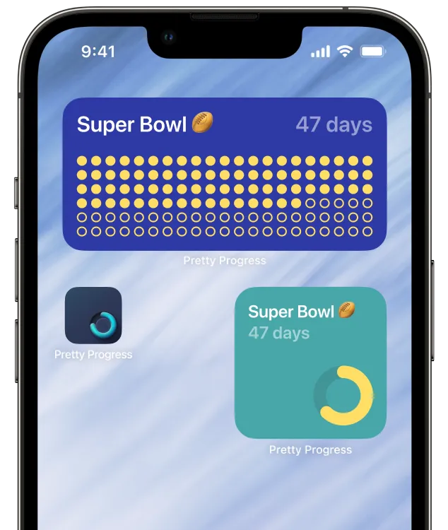 An iPhone showing a super bowl countdown widget on its Home Screen