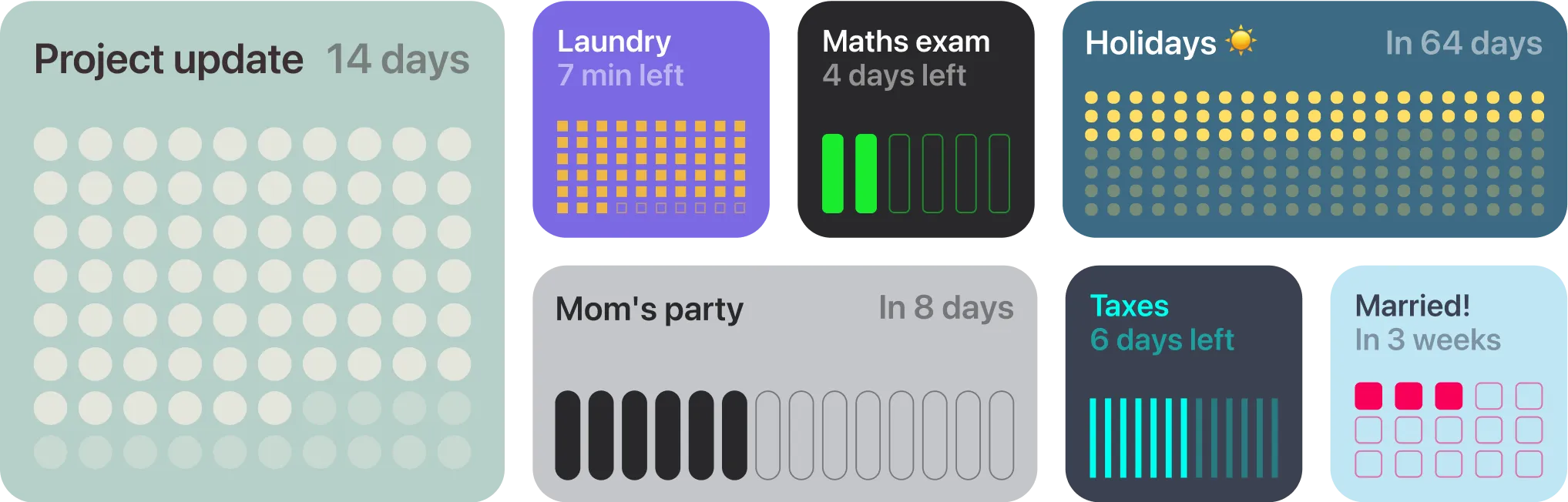 Composition of different widgets with The Pattern design