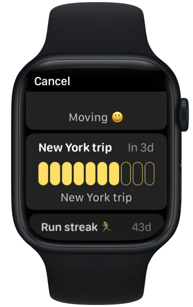 Apple Watch showing complication configuration screen
